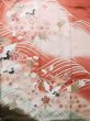 Photo6: J1225A Used Japanese Pale  Dark Red FURISODE long-sleeved / Silk. Chrysanthemum,   (Grade B) (6)