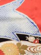 Photo7: J1225C Used Japanese Pale  Vermilion FURISODE long-sleeved / Silk. Flower,   (Grade A) (7)