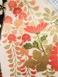 Photo9: J1225C Used Japanese Pale  Vermilion FURISODE long-sleeved / Silk. Flower,   (Grade A) (9)