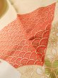 Photo13: J1225C Used Japanese Pale  Vermilion FURISODE long-sleeved / Silk. Flower,   (Grade A) (13)