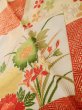 Photo14: J1225C Used Japanese Pale  Vermilion FURISODE long-sleeved / Silk. Flower,   (Grade A) (14)