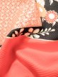 Photo18: J1225C Used Japanese Pale  Vermilion FURISODE long-sleeved / Silk. Flower,   (Grade A) (18)