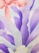 Photo8: J1225E Used Japanese Pale Light Wisteria FURISODE long-sleeved / Silk.  lily pattern  (Grade B) (8)