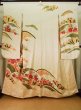 Photo2: J1225F Used Japanese Light  Cream FURISODE long-sleeved / Silk. Chrysanthemum,   (Grade A) (2)