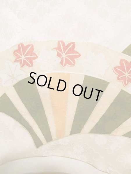 Photo8: J1225F Used Japanese Light  Cream FURISODE long-sleeved / Silk. Chrysanthemum,   (Grade A) (8)