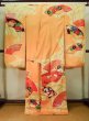 Photo3: J1225H Used Japanese Pale  Yellow FURISODE long-sleeved / Silk. Chrysanthemum,   (Grade B) (3)