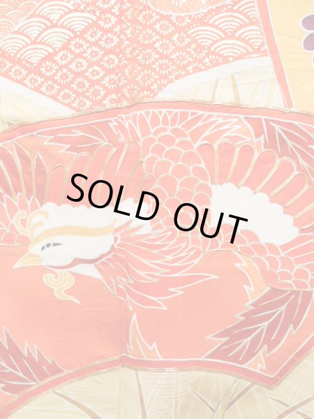 Photo9: J1225H Used Japanese Pale  Yellow FURISODE long-sleeved / Silk. Chrysanthemum,   (Grade B) (9)