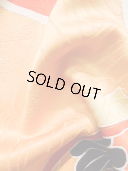 Photo15: J1225H Used Japanese Pale  Yellow FURISODE long-sleeved / Silk. Chrysanthemum,   (Grade B) (15)