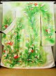 Photo1: J1225I Used Japanese   White FURISODE long-sleeved / Silk. Flower,   (Grade B) (1)