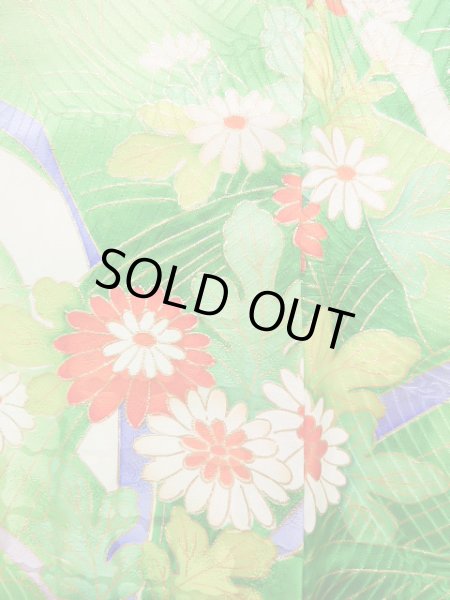 Photo8: J1225I Used Japanese   White FURISODE long-sleeved / Silk. Flower,   (Grade B) (8)