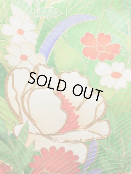 Photo10: J1225I Used Japanese   White FURISODE long-sleeved / Silk. Flower,   (Grade B) (10)