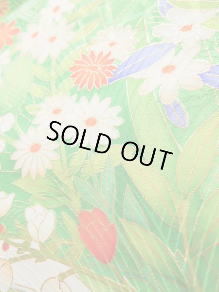 Photo14: J1225I Used Japanese   White FURISODE long-sleeved / Silk. Flower,   (Grade B) (14)