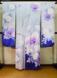 Photo3: J1225J Used Japanese Pale Light Pale Blue FURISODE long-sleeved / Silk. Peony,   (Grade B) (3)