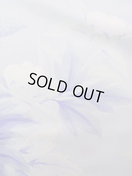Photo9: J1225J Used Japanese Pale Light Pale Blue FURISODE long-sleeved / Silk. Peony,   (Grade B) (9)