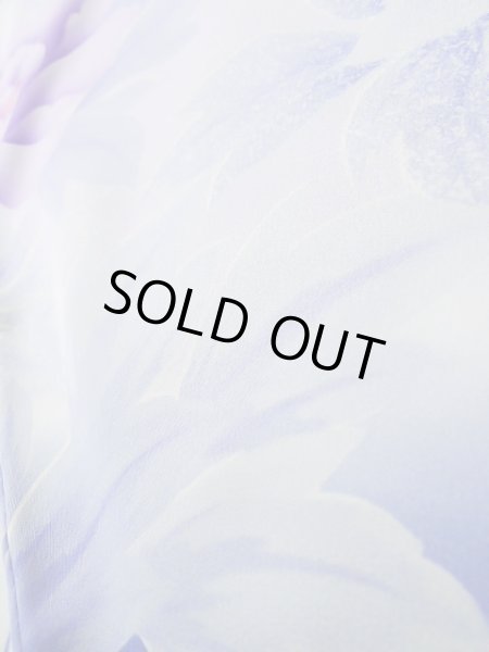 Photo12: J1225J Used Japanese Pale Light Pale Blue FURISODE long-sleeved / Silk. Peony,   (Grade B) (12)