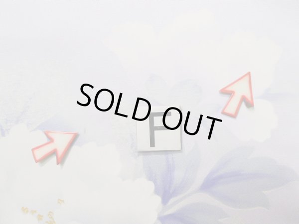 Photo21: J1225J Used Japanese Pale Light Pale Blue FURISODE long-sleeved / Silk. Peony,   (Grade B) (21)