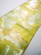 Photo9: JET0417Z Vintage Japanese Kimono Shiny  Kahki Cutting cloth KIRI paulownia Silk.  (Grade C) (9)