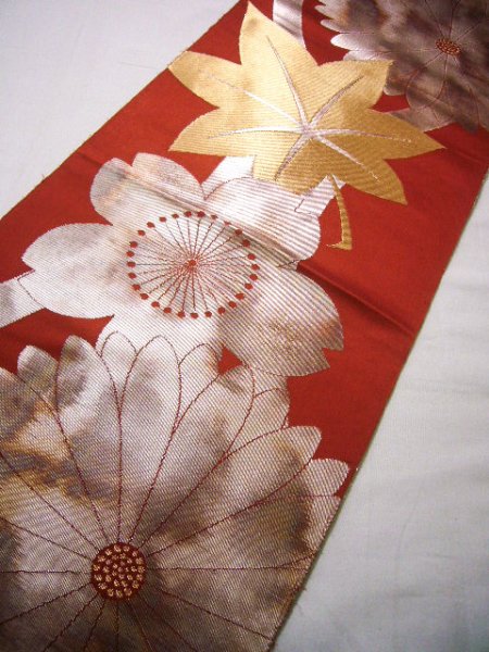 Photo1: JET0423G Used Japanese   Vermilion Cutting cloth    (Grade B) (1)
