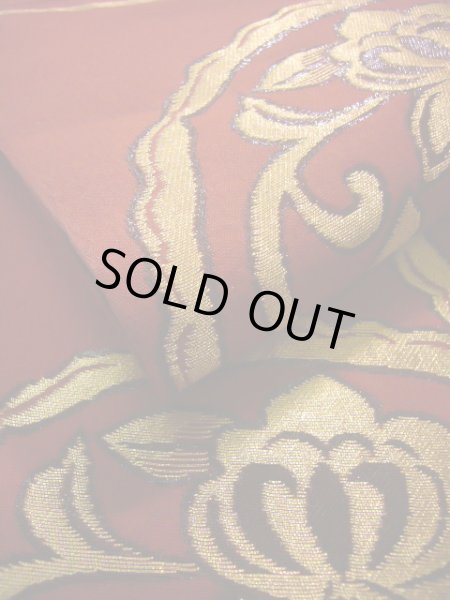 Photo5: JET0423K Used Japanese   Red Cutting cloth    (Grade B) (5)