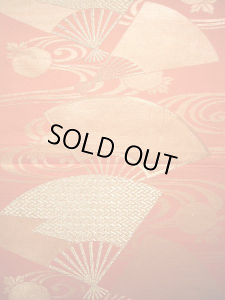 Photo2: JET0423O Used Japanese   Orange Cutting cloth    (Grade B) (2)