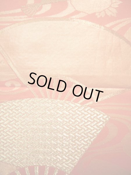 Photo4: JET0423O Used Japanese   Orange Cutting cloth    (Grade B) (4)