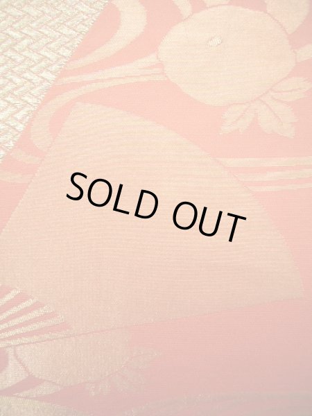 Photo5: JET0423O Used Japanese   Orange Cutting cloth    (Grade B) (5)