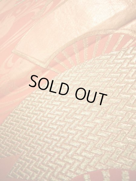 Photo6: JET0423O Used Japanese   Orange Cutting cloth    (Grade B) (6)