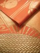 Photo8: JET0423O Used Japanese   Orange Cutting cloth    (Grade B) (8)