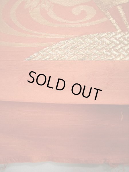 Photo10: JET0423O Used Japanese   Orange Cutting cloth    (Grade B) (10)