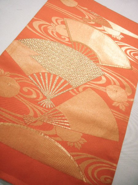 Photo1: JET0423R Used Japanese   Orange Cutting cloth    (Grade B) (1)