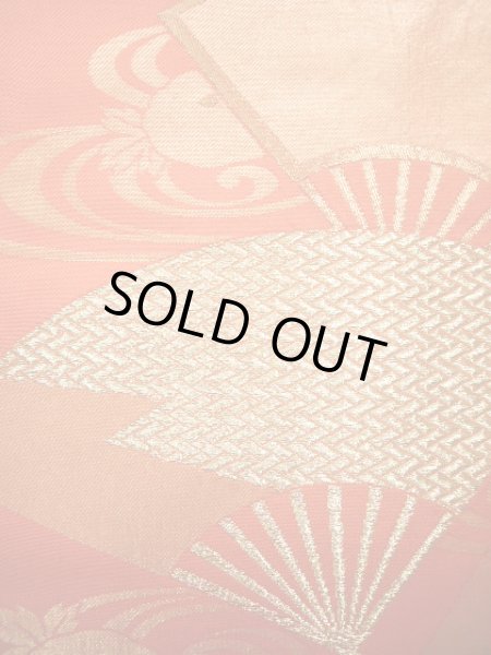 Photo3: JET0423R Used Japanese   Orange Cutting cloth    (Grade B) (3)