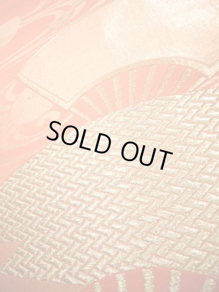 Photo5: JET0423R Used Japanese   Orange Cutting cloth    (Grade B) (5)