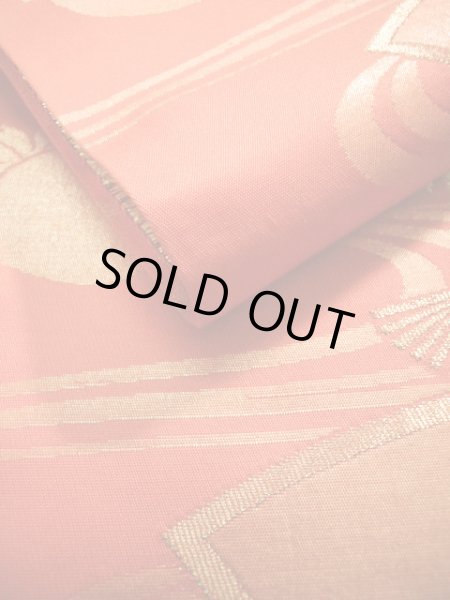 Photo7: JET0423R Used Japanese   Orange Cutting cloth    (Grade B) (7)