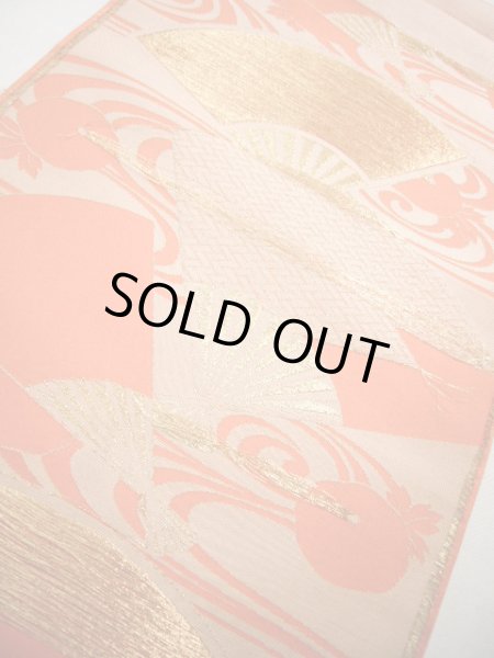 Photo8: JET0423R Used Japanese   Orange Cutting cloth    (Grade B) (8)