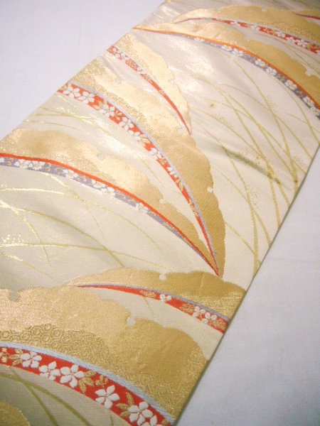 Photo1: JET0423T Used Japanese   Gold Cutting cloth    (Grade B) (1)
