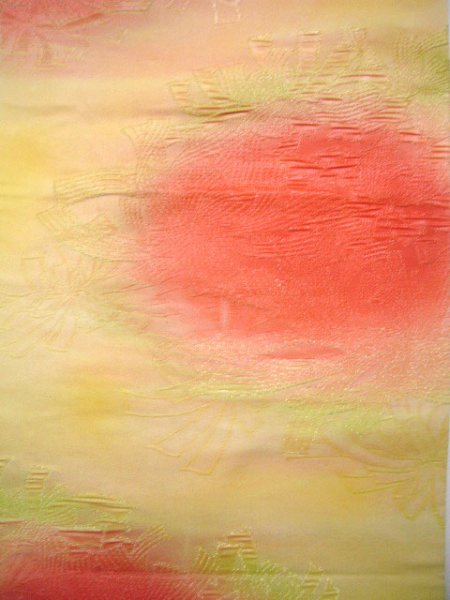 Photo2: JET0423Y Used Japanese  Pale Yellow Cutting cloth    (Grade B) (2)