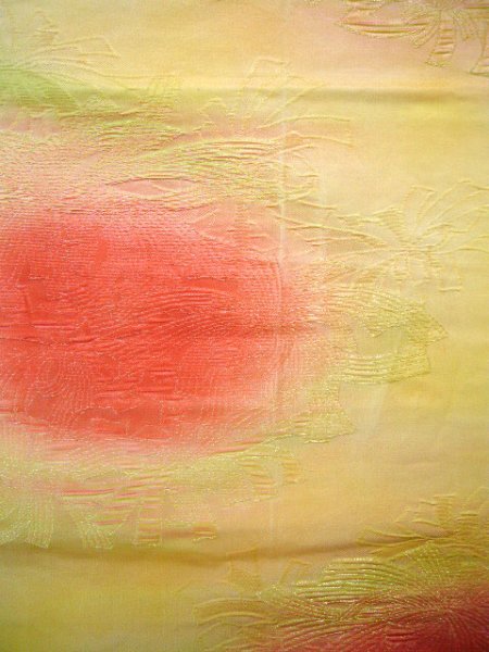 Photo3: JET0423Z Used Japanese  Pale Yellow Cutting cloth    (Grade B) (3)