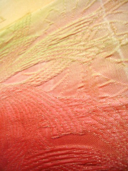 Photo6: JET0423Z Used Japanese  Pale Yellow Cutting cloth    (Grade B) (6)