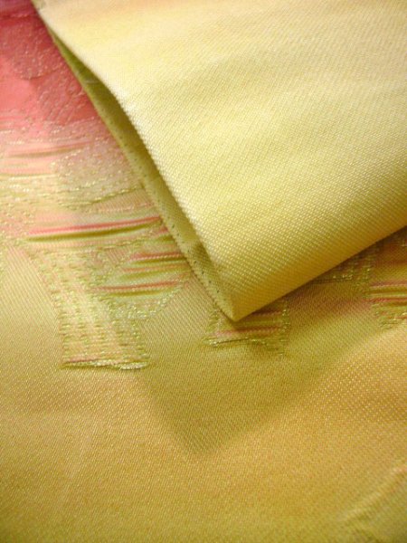 Photo8: JET0423Z Used Japanese  Pale Yellow Cutting cloth    (Grade B) (8)