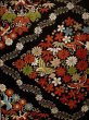 Photo2: K0224L Vintage Japanese Kimono   Black FUKURO OBI sash Flower Silk.  (Grade B) (2)