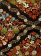 Photo3: K0224L Vintage Japanese Kimono   Black FUKURO OBI sash Flower Silk.  (Grade B) (3)