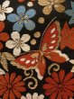 Photo5: K0224L Vintage Japanese Kimono   Black FUKURO OBI sash Flower Silk.  (Grade B) (5)