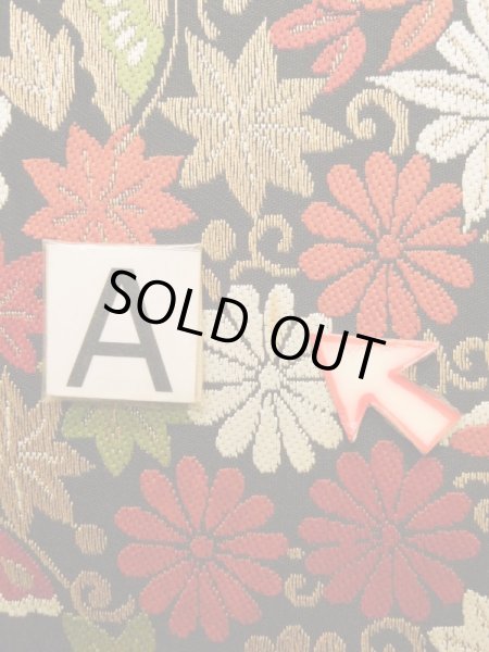 Photo13: K0224L Vintage Japanese Kimono   Black FUKURO OBI sash Flower Silk.  (Grade B) (13)