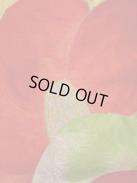 Photo4: K0224R Vintage Japanese Kimono   Gold FUKURO OBI sash Camellia Silk.  (Grade B) (4)