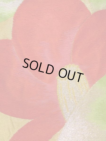 Photo6: K0224R Vintage Japanese Kimono   Gold FUKURO OBI sash Camellia Silk.  (Grade B) (6)