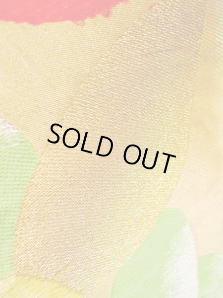 Photo9: K0224R Vintage Japanese Kimono   Gold FUKURO OBI sash Camellia Silk.  (Grade B) (9)