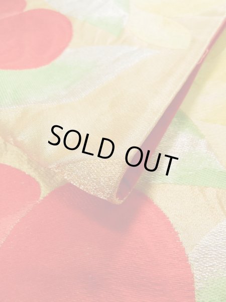 Photo10: K0224R Vintage Japanese Kimono   Gold FUKURO OBI sash Camellia Silk.  (Grade B) (10)