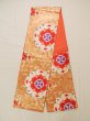 Photo1: K0224T Vintage Japanese Kimono   Orange FUKURO OBI sash Flower Silk.  (Grade B) (1)