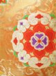 Photo2: K0224T Vintage Japanese Kimono   Orange FUKURO OBI sash Flower Silk.  (Grade B) (2)