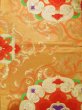 Photo3: K0224T Vintage Japanese Kimono   Orange FUKURO OBI sash Flower Silk.  (Grade B) (3)